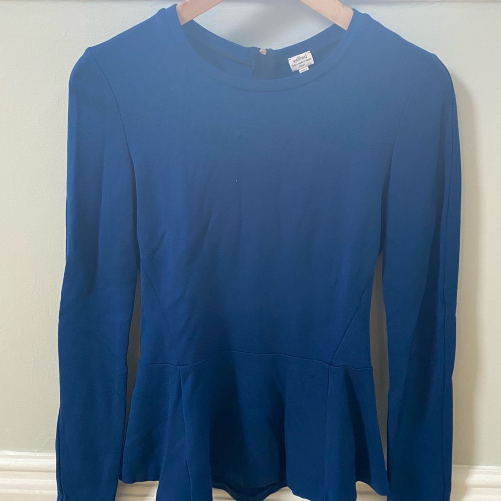 Wilfred Women's Long-Sleeve Peplum Top in Blue